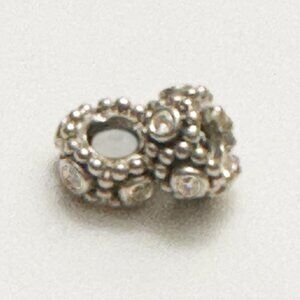 Two Pandora Sterling Silver Bead Charms with CZs